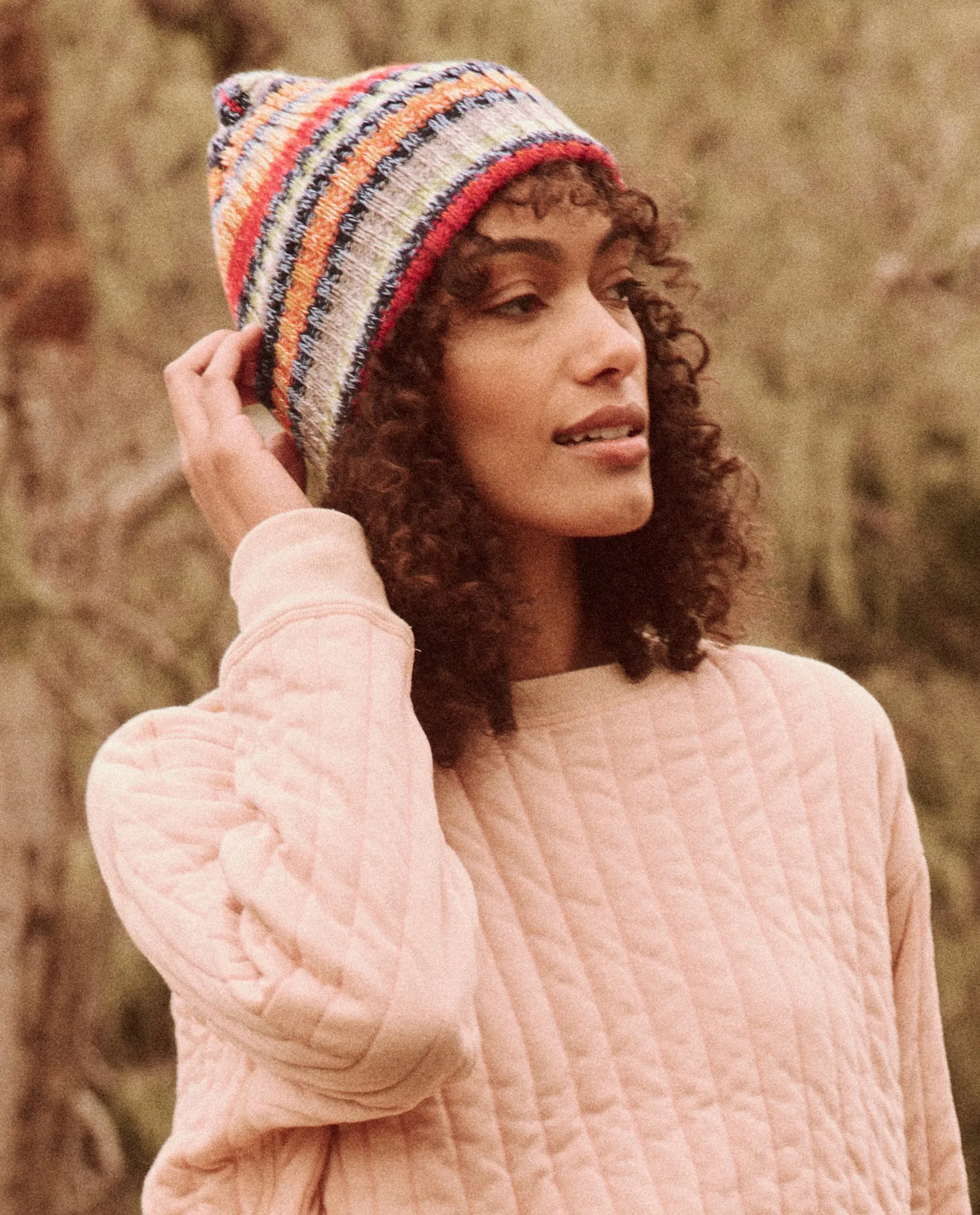 The Cabin Beanie. -- Camp Marled Stripe