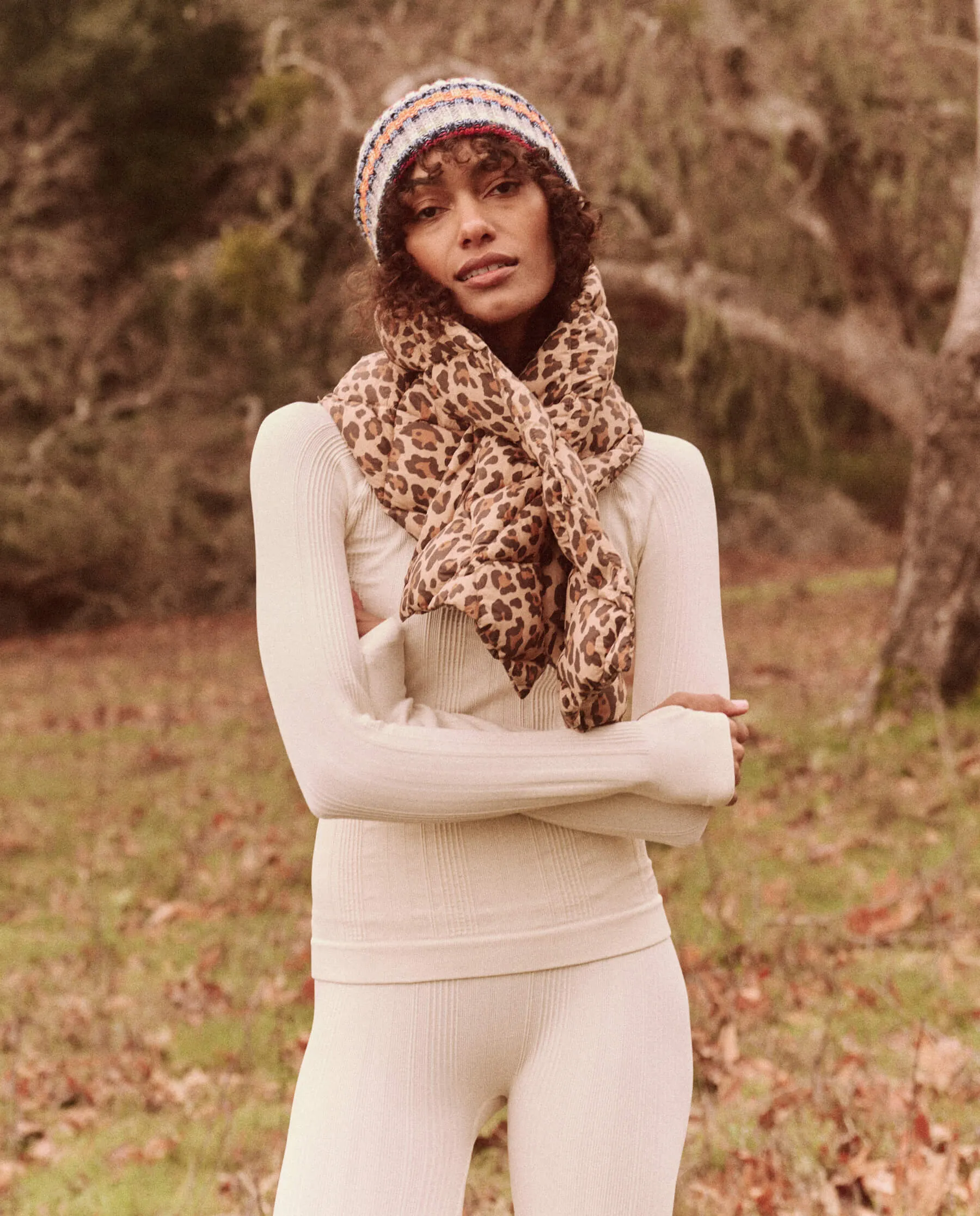 The Down Quilted Puffer Scarf. -- Snow Leopard