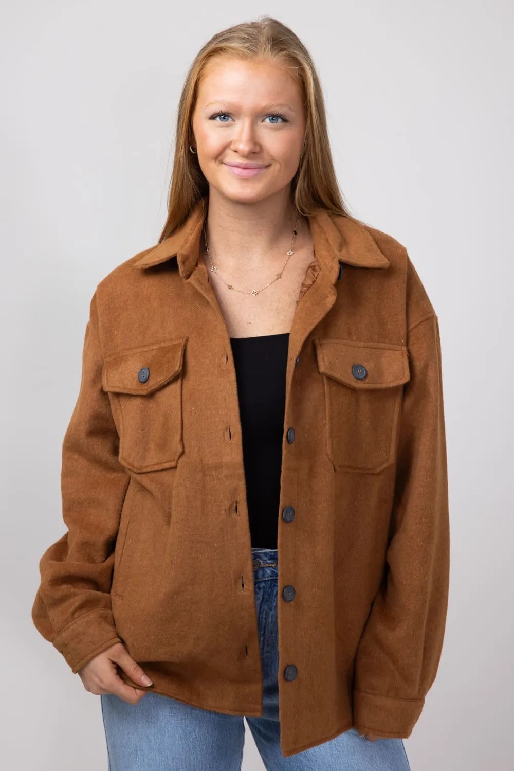 Thread & Supply Woven Shacket for Women in Brown | J1307PND-COPPER