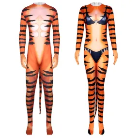 Tiger Stripes Animal Cosplay Zentai Costume Jumpsuit Bodysuit Outfits Adult