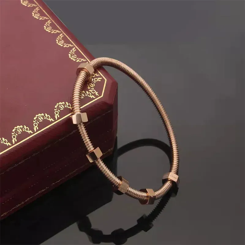 Titanium Steel Screw Love Bracelet Bangles Men Woman With 6 Screw Thread Rose Gold Luxury Charm Bracelets For Couple's Jewelry