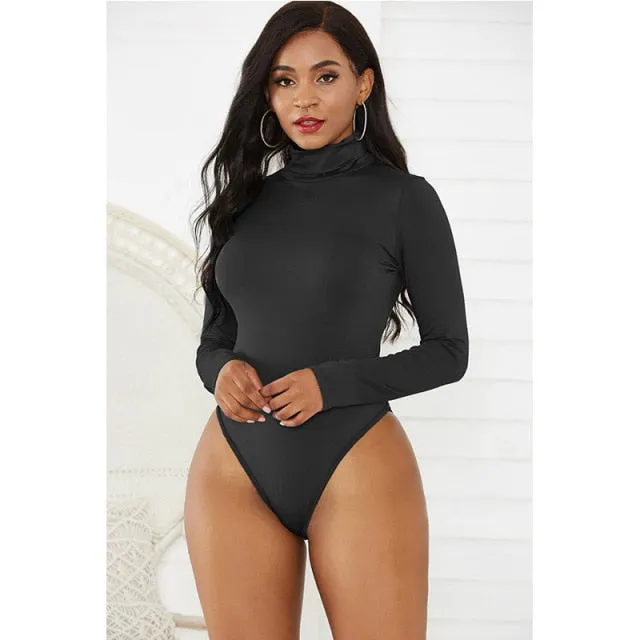 Trendy Long Sleeve Turtle Neck Bodysuit