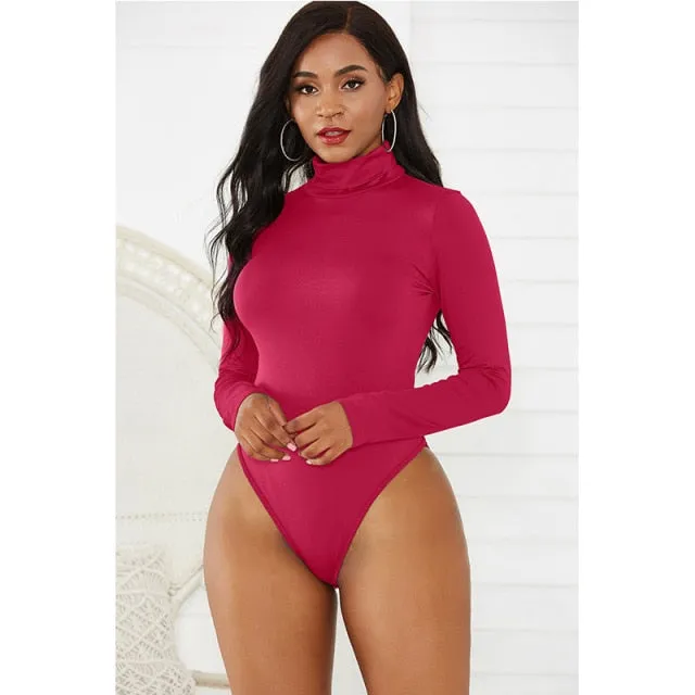 Trendy Long Sleeve Turtle Neck Bodysuit