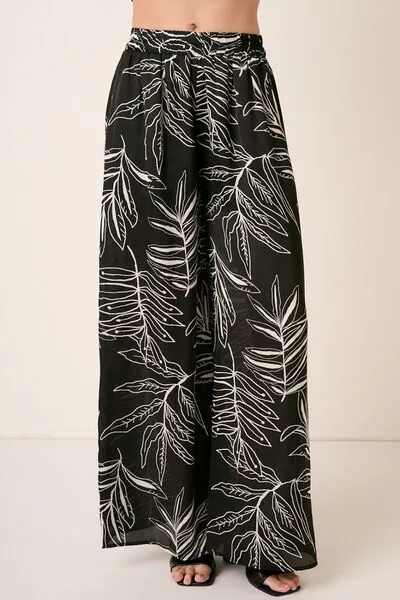 Tropical Print Wide Leg Resort Pants