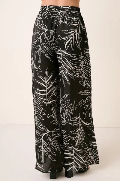 Tropical Print Wide Leg Resort Pants