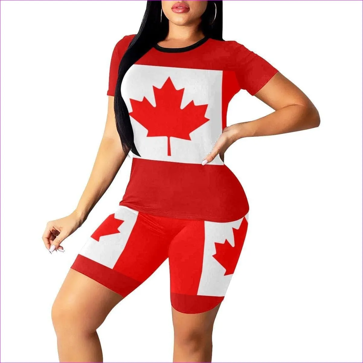 US, ZA, CA Flag Women's Yoga Short Set