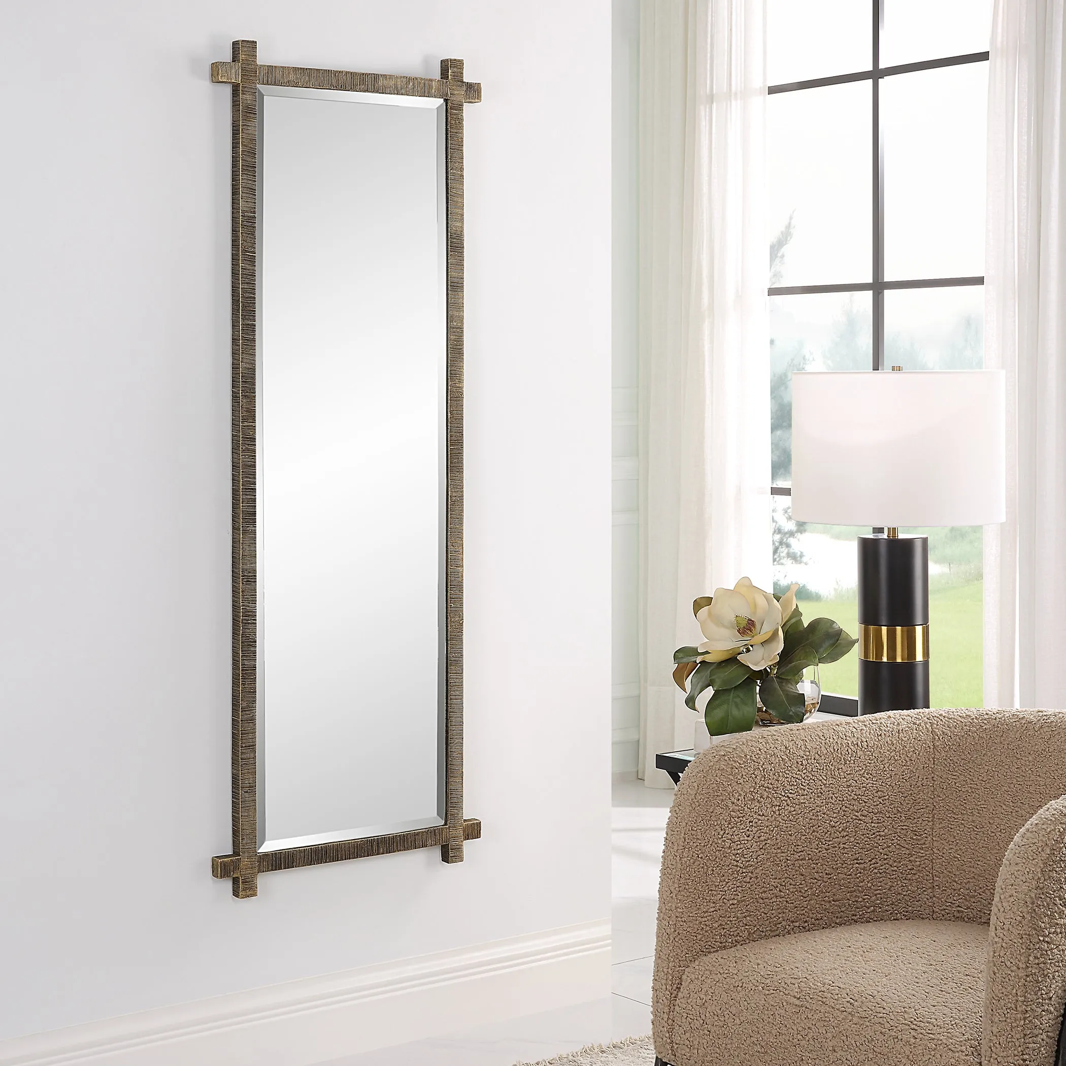 Uttermost Abanu Ribbed Gold Dressing Mirror