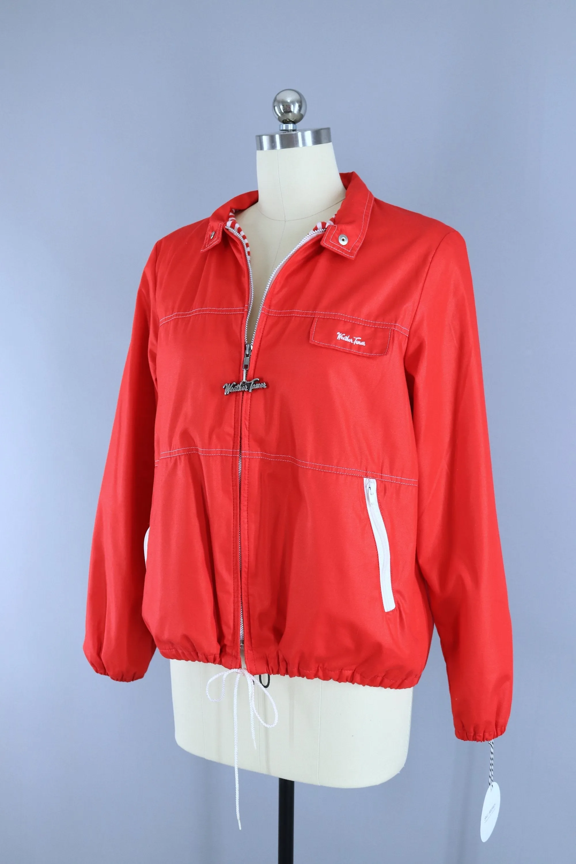 Vintage 1980s Weather Tamer Jacket Windbreaker / Bright Red