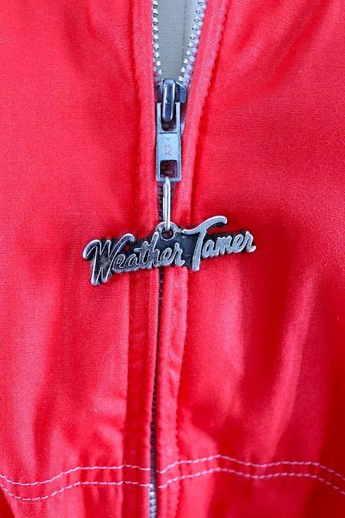 Vintage 1980s Weather Tamer Jacket Windbreaker / Bright Red