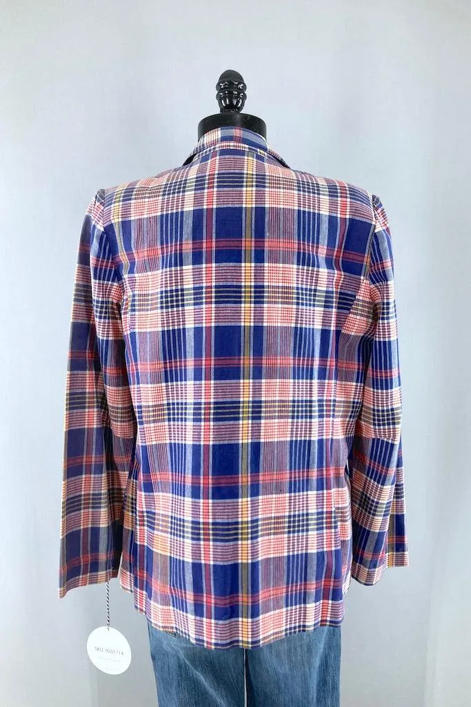 Vintage Blue Madras Plaid Jacket