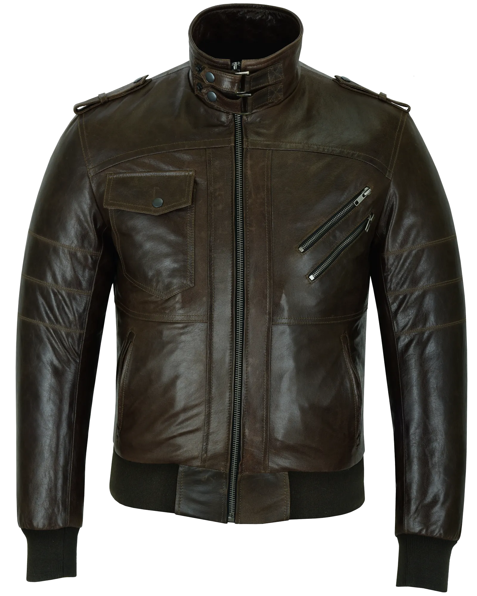 VL551CBr Vance Leathers' Mens Vincent Brown Waxed Premium Cowhide Motorcycle Leather Jacket With Removeable Hoodie