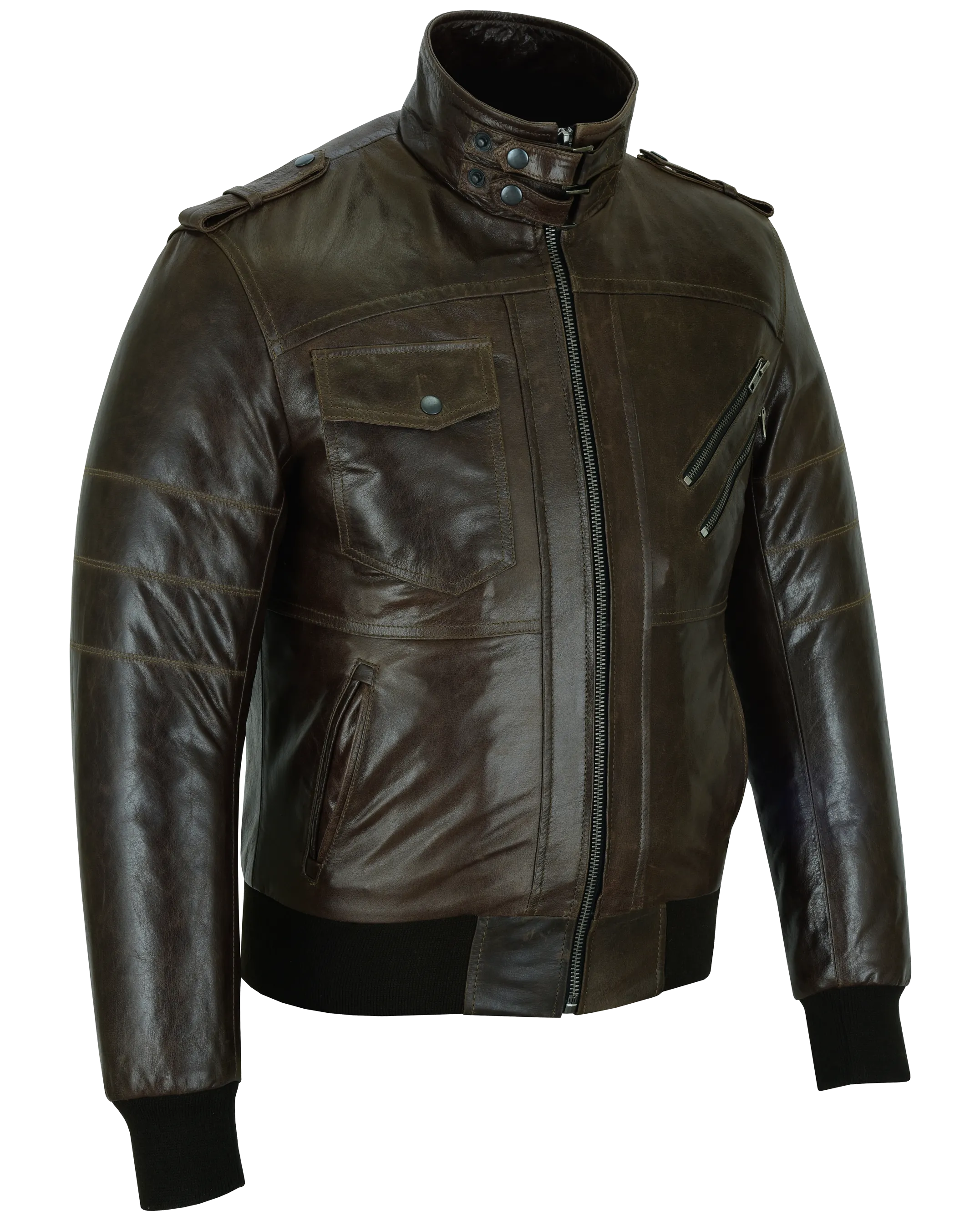 VL551CBr Vance Leathers' Mens Vincent Brown Waxed Premium Cowhide Motorcycle Leather Jacket With Removeable Hoodie