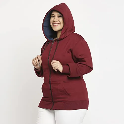 Wear Your Opinion Women's Fleece Hooded Neck Regular Fit Hoodie (Wyo004773Zipplus-F-3Xl-Maroon_Red, Maroon_3Xl)