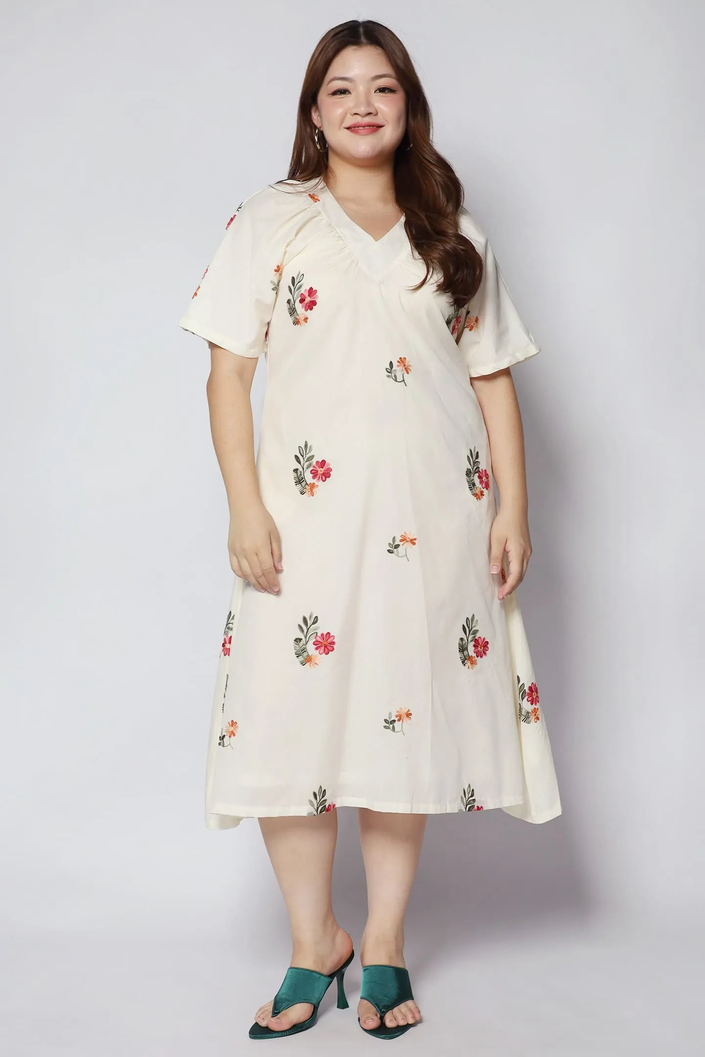 Whitney V Dress in Siena Embroidery