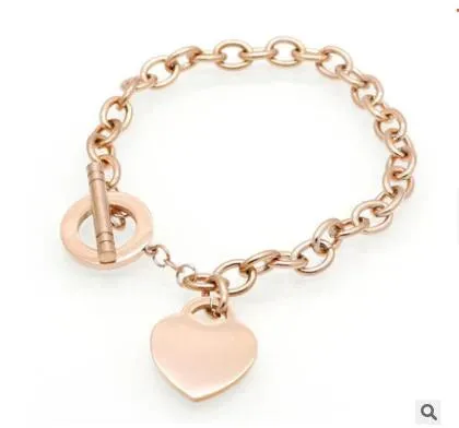 Women stainless steel bracelets with letter PLEASE RETURN TO Heart gold silver OT chains Pulsera Fashion T jewelry style