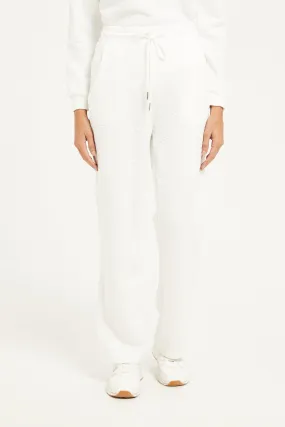 Women White Quilted Joggers