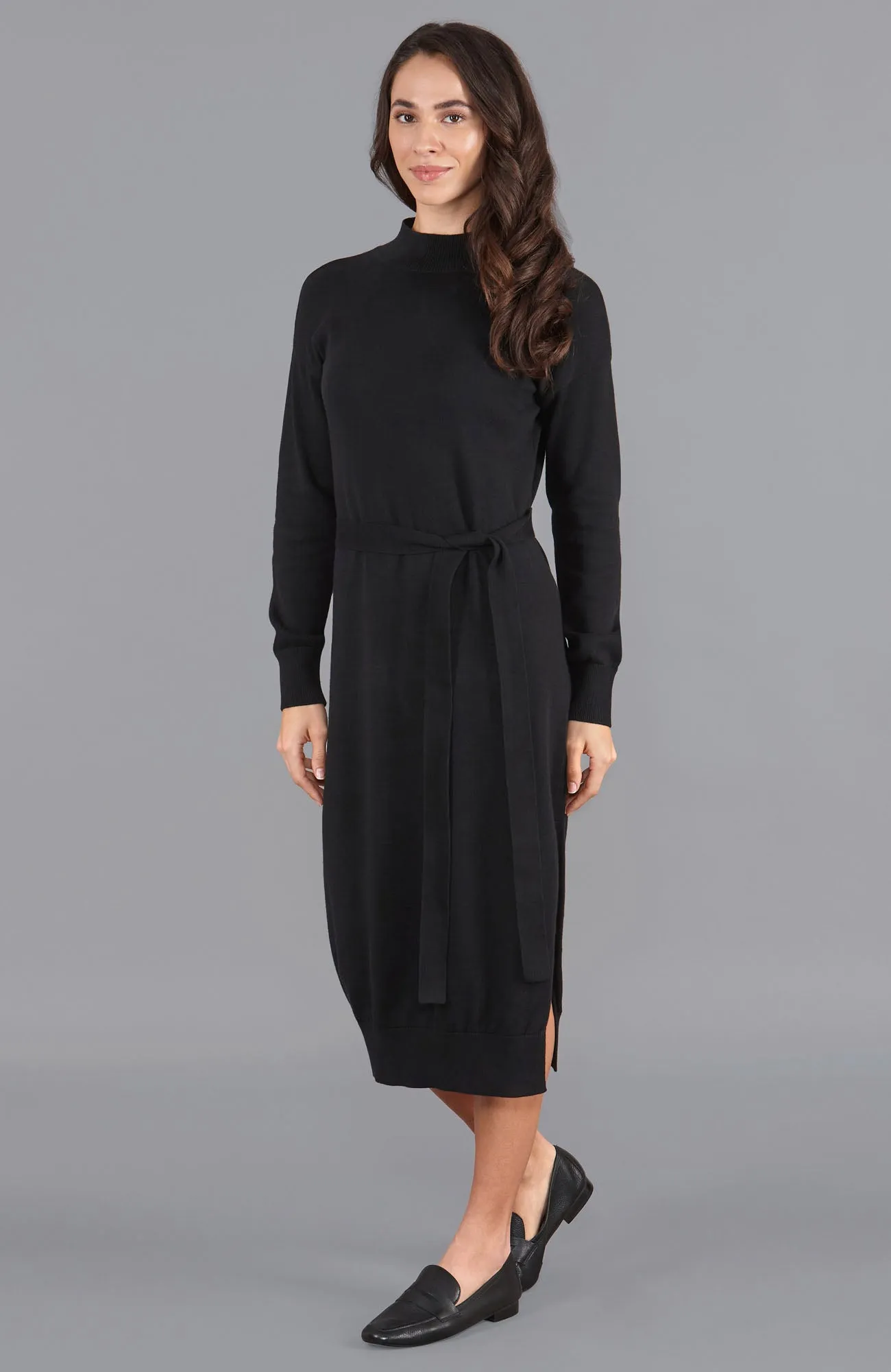 Womens Lightweight Cotton Mock Neck Dress