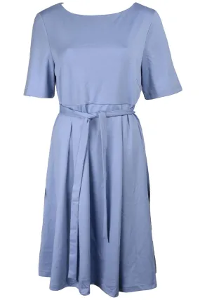 Womens Plain Short Sleeves Dress with Belt