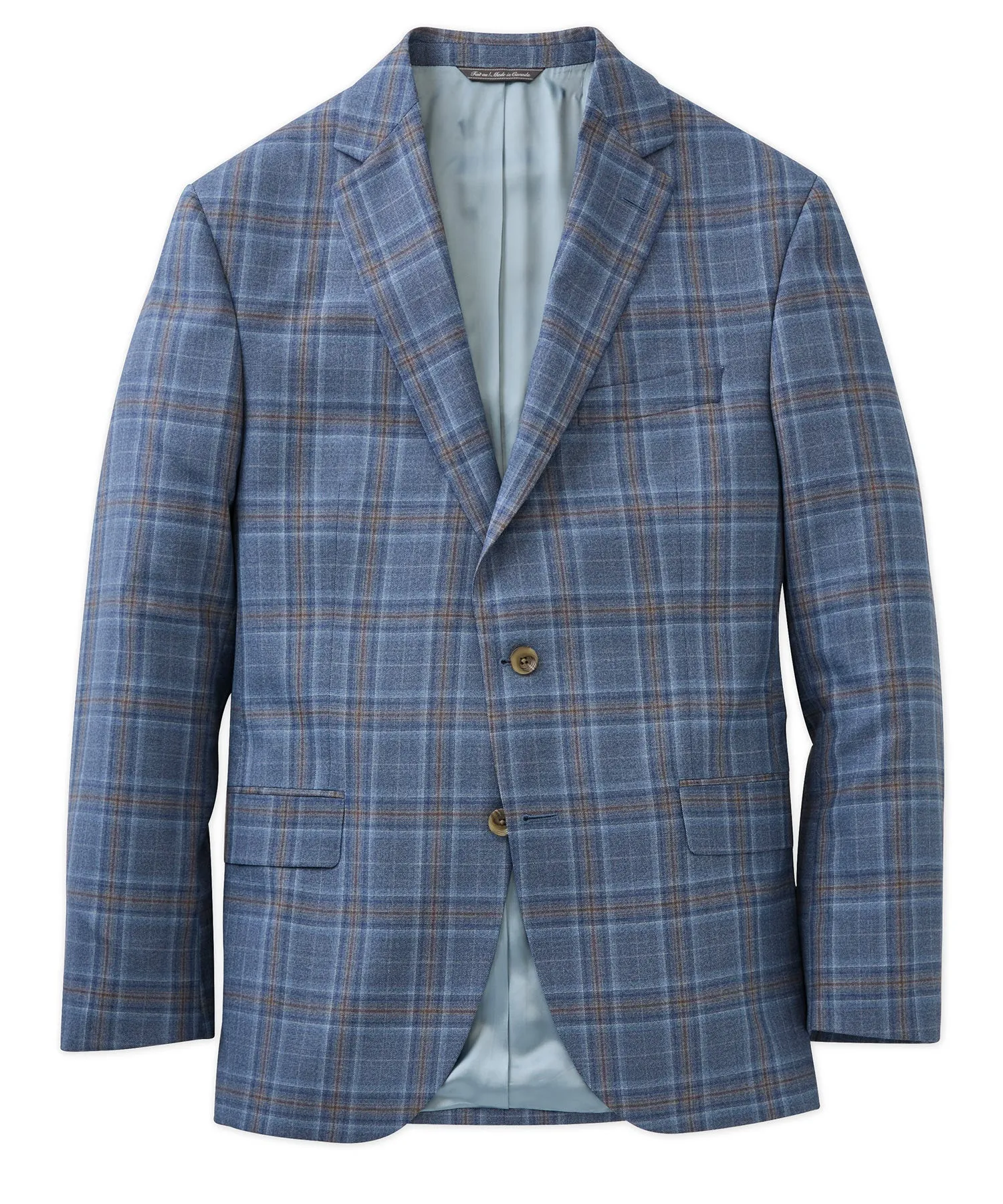 Wool-Cotton-Silk Blend Plaid Sport Coat