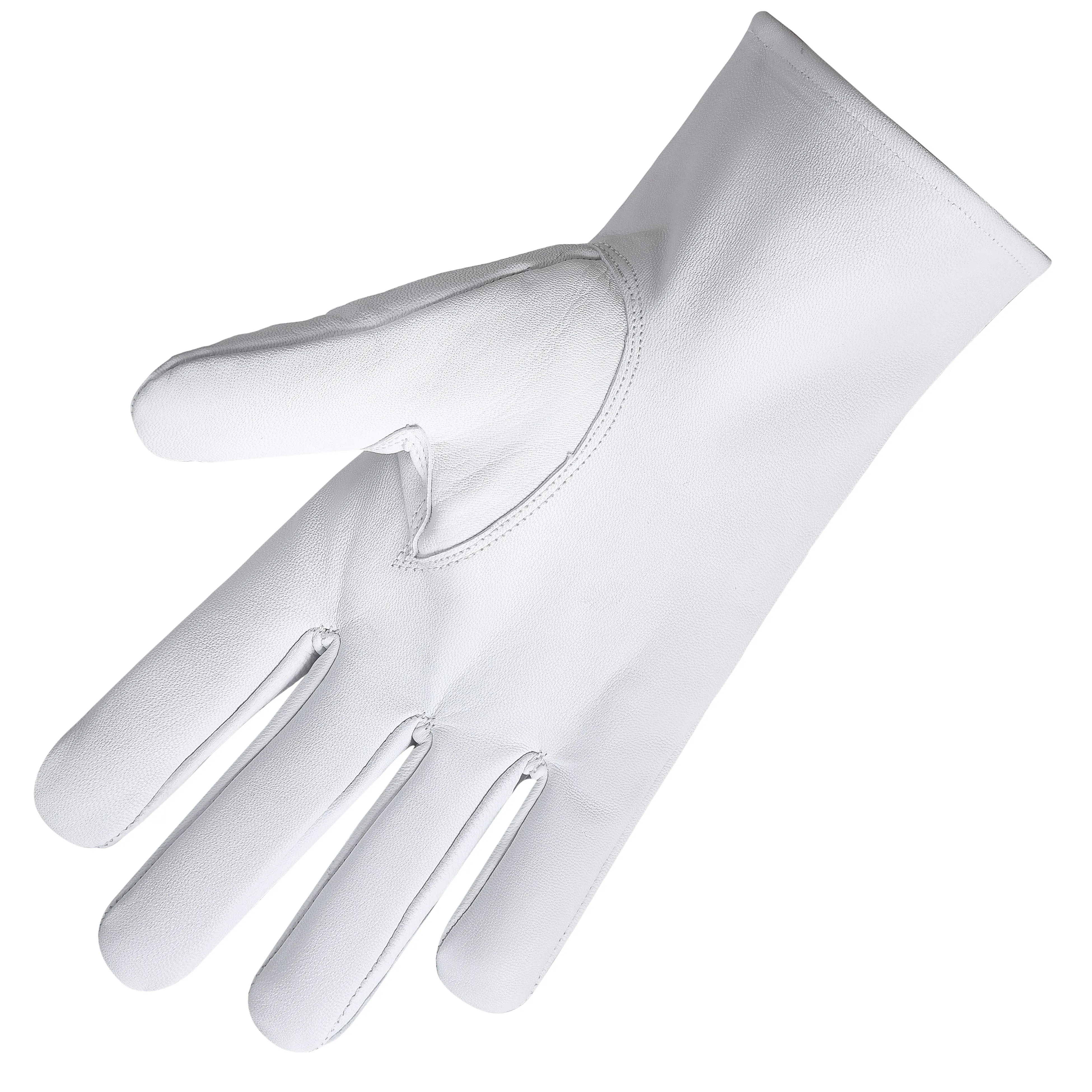 Worshipful Master Blue Lodge Gloves - White Leather With Round Patch