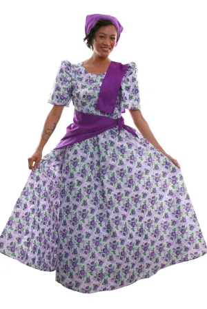 WS20 - Balintawak Gina Dress Purple - Filipiniana