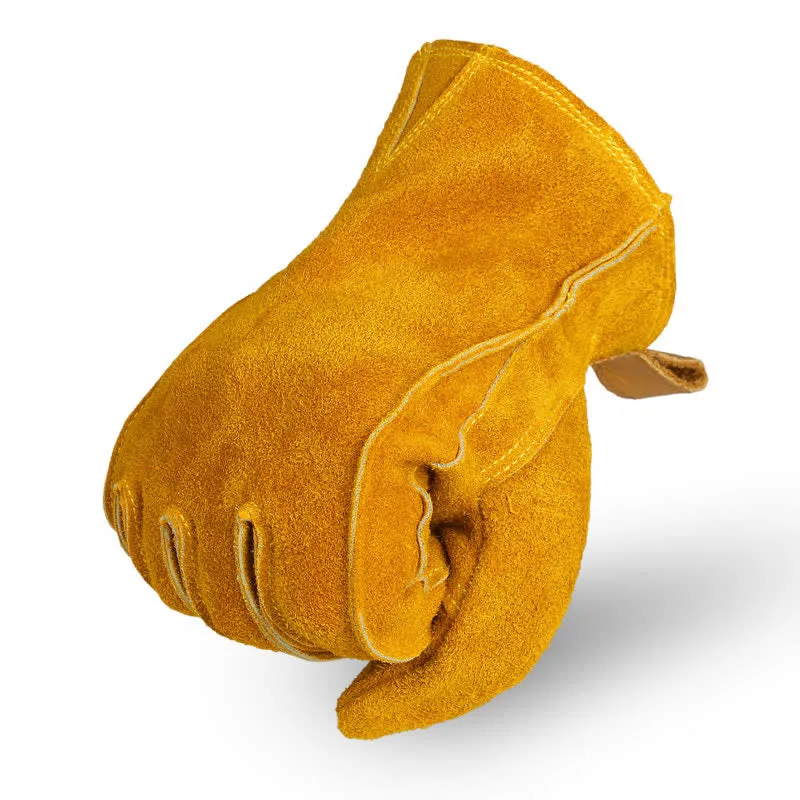 Yellow Cowhide Leather Garden Insulated Work Gloves