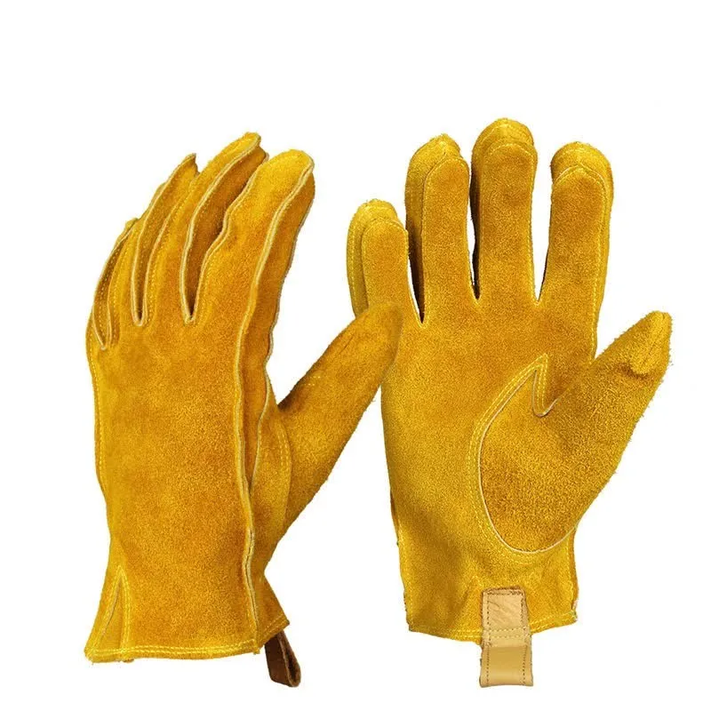 Yellow Cowhide Leather Garden Insulated Work Gloves