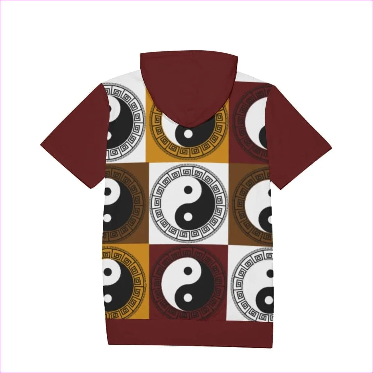 Yin Yang Men's Short Sleeve Hoodie T-Shirt Organic Cotton