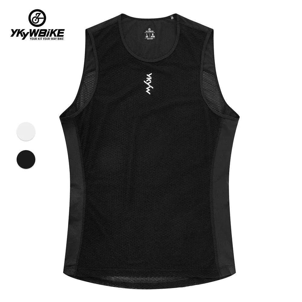 YKYW Men's Pro Cycling Base Layer Vest Sleeveless Back Bamboo Charcoal Fabric Quick Dry Breathable 2 Colors