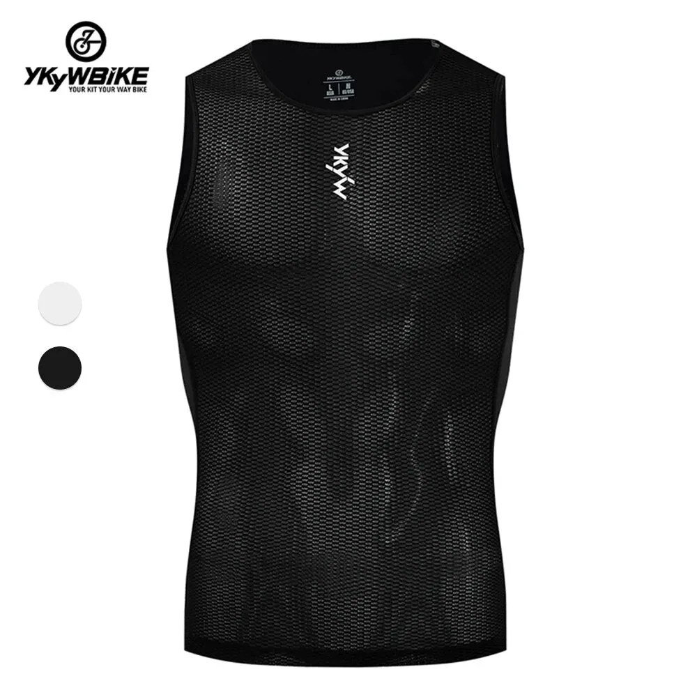 YKYW Men's Pro Cycling Base Layer Vest Sleeveless Back Bamboo Charcoal Fabric Quick Dry Breathable 2 Colors